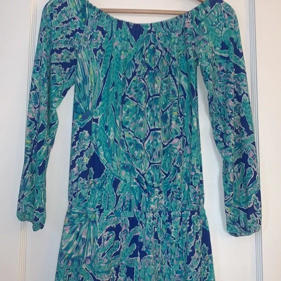 Lilly Pulitzer Lana Romper XXS Tortuga Time EUC Off Shoulder - Picture 6 of 14